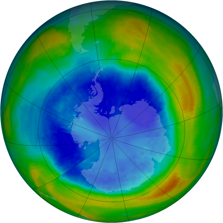 Antarctic ozone map for 03 September 2004